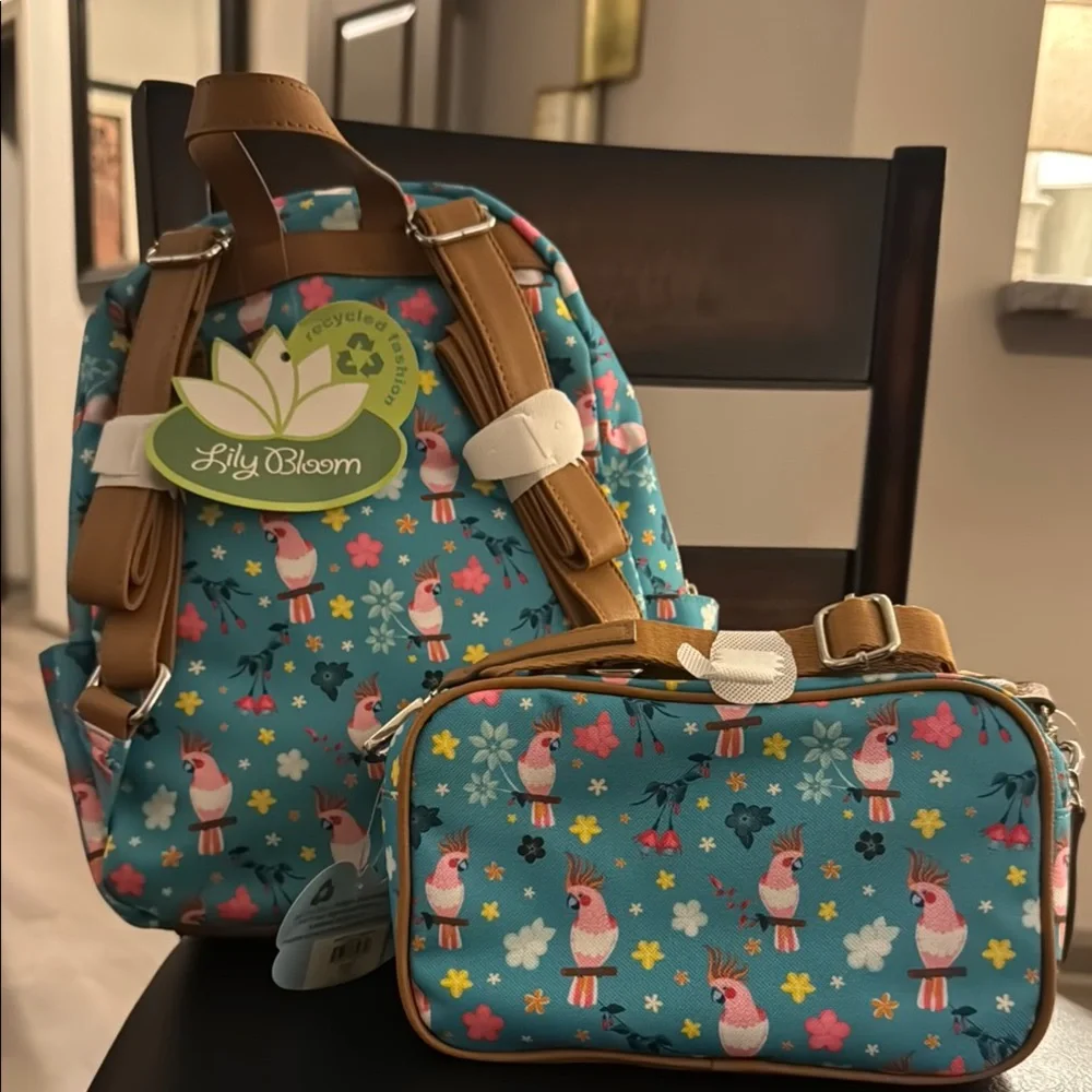 Lily Bloom Teal Animal Print Backpack and Crossbody Set BRAND NEW WITH TAGS ‼️